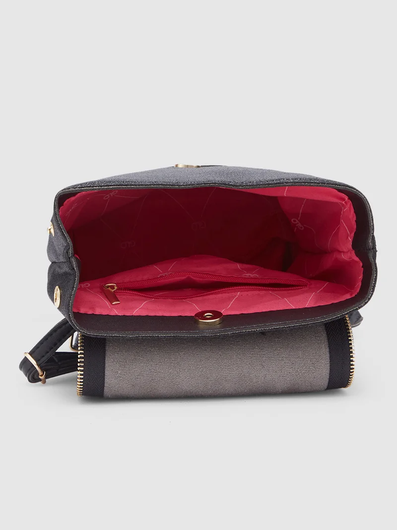 globus  Globus Women Black Textured Backpack  | Best Price UAE